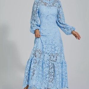 Elegant Blue Lace Dress